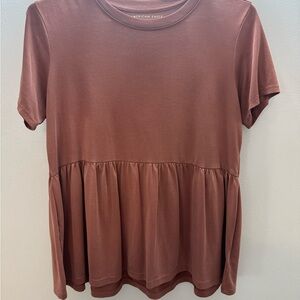 American Eagle Outfitters Women's Rust Short Sleeve Peplum Top
